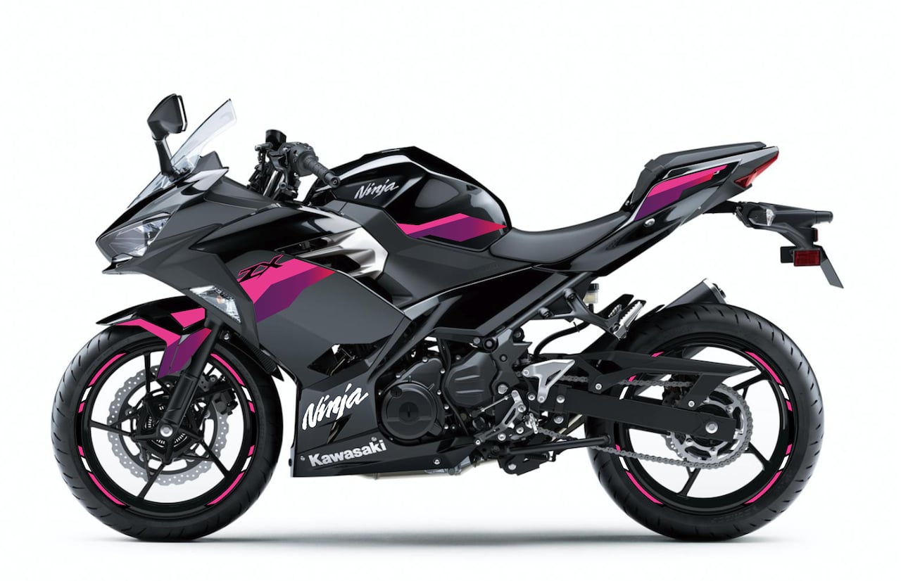 KAWASAKI-NINJA-400-personnalisation-kit-deco-stickers-burn-out-design-LIGHT-Violet et rose