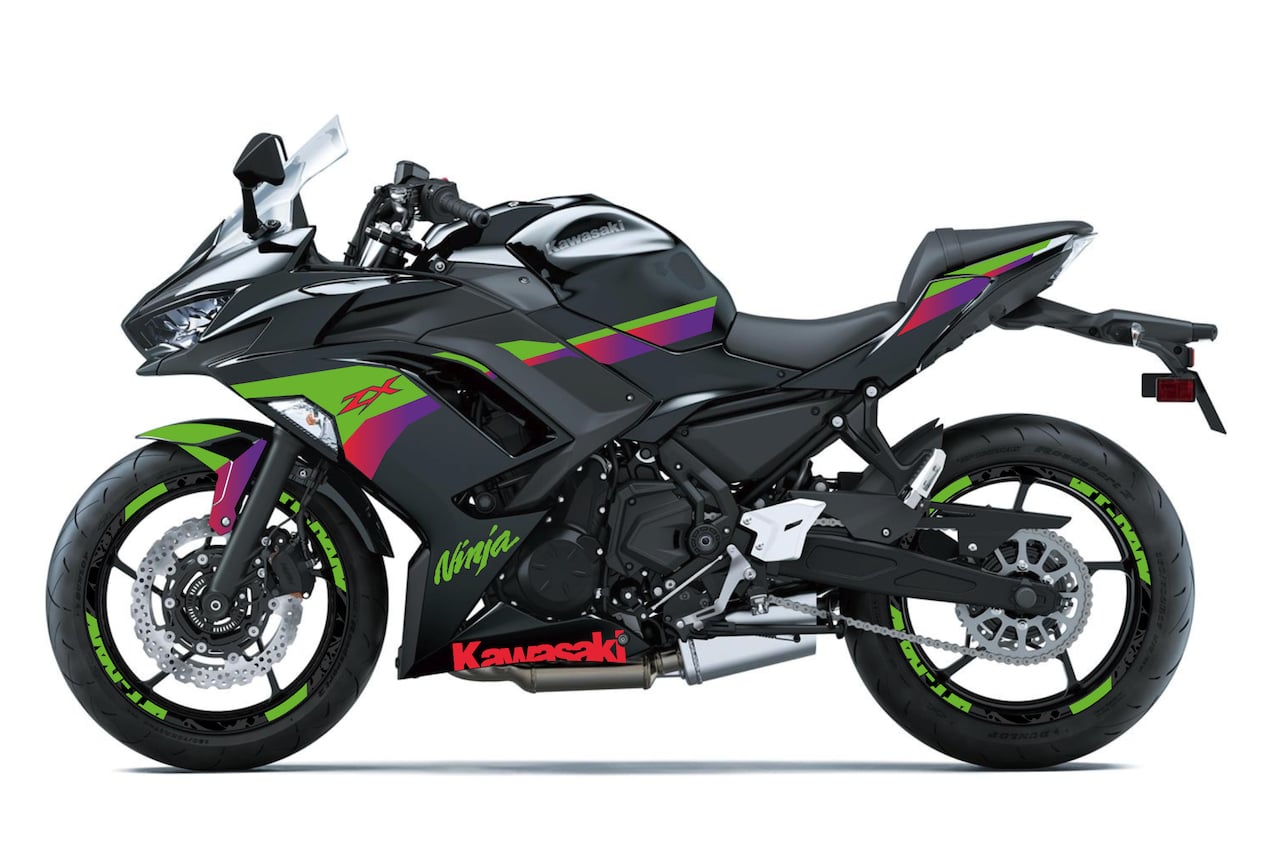 KAWASAKI-NINJA-650-personnalisation-kit-deco-stickers-burn-out-design-LIGHT-Vert et violet avec dégradé