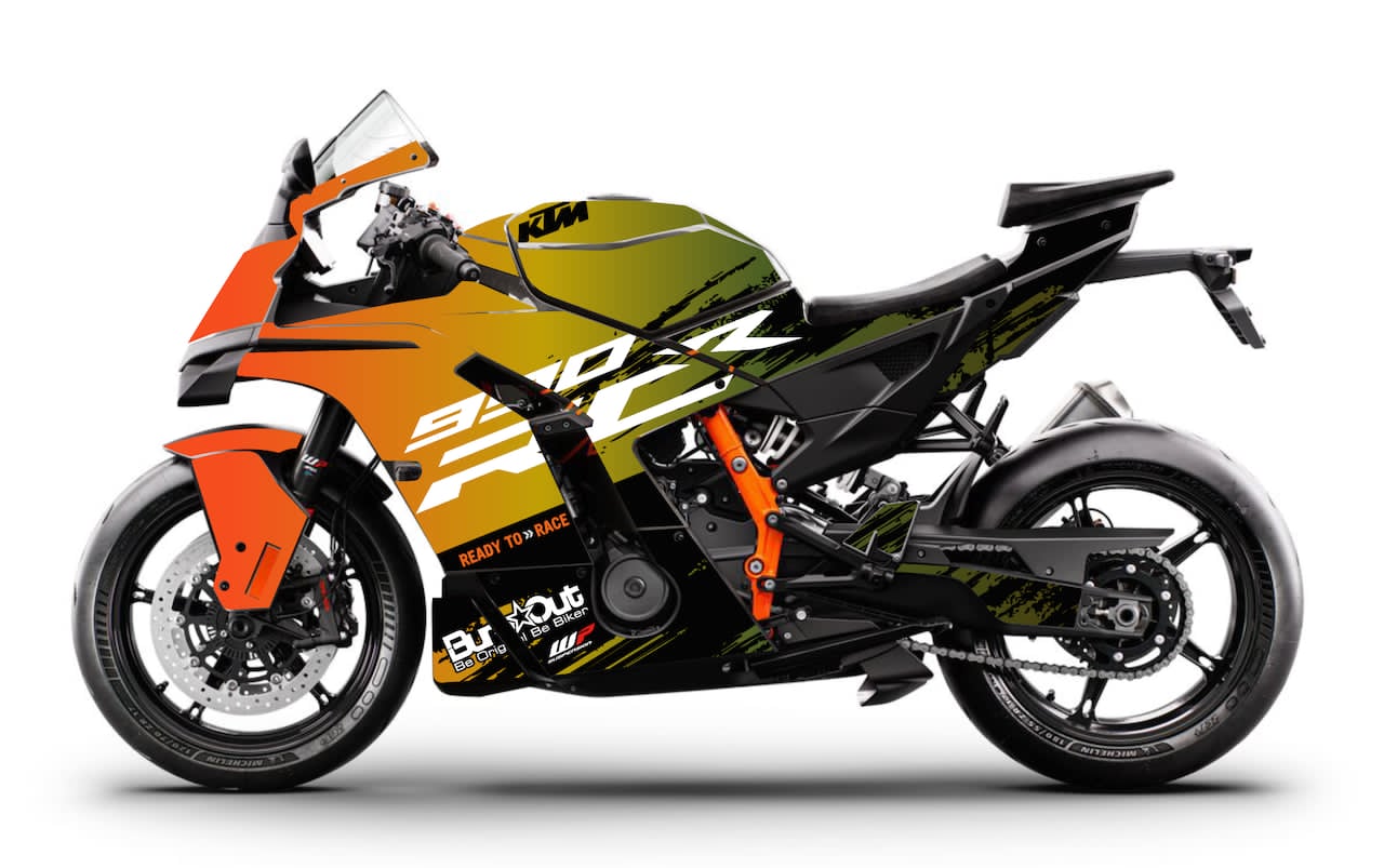 Kit déco KTM RC 990 R 2025 stickers CALIBER Orange — Burn-Out-Design