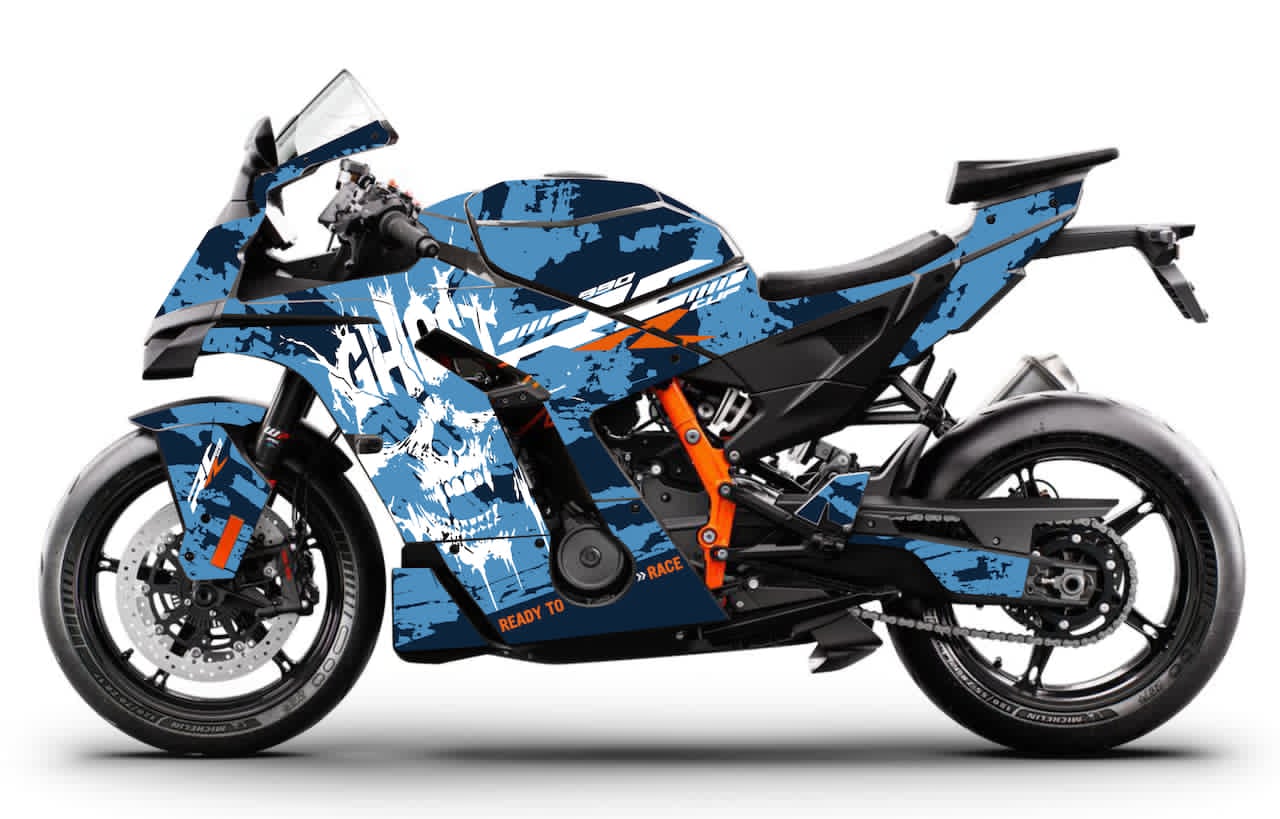 Kit déco KTM RC 990 R 2025 stickers GHOST Bleu — Burn-Out-Design