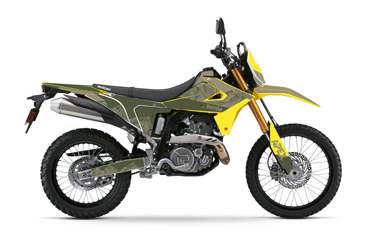  Kit déco Suzuki DR-Z4S DR-Z4SM design MOUNTAIN Kaki – stickers trail vinyle Burn-Out-Design 