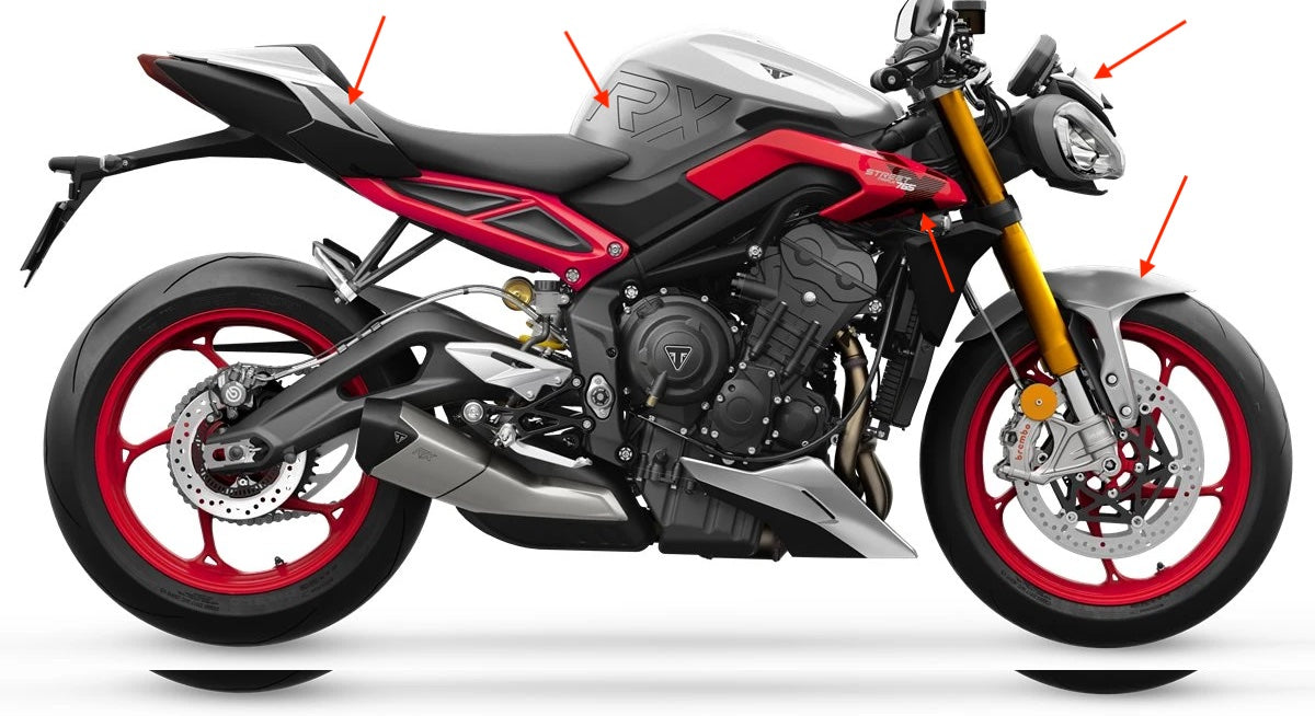 Kit Stickers Recouvrement Triumph Street Triple 765 RX 2025+