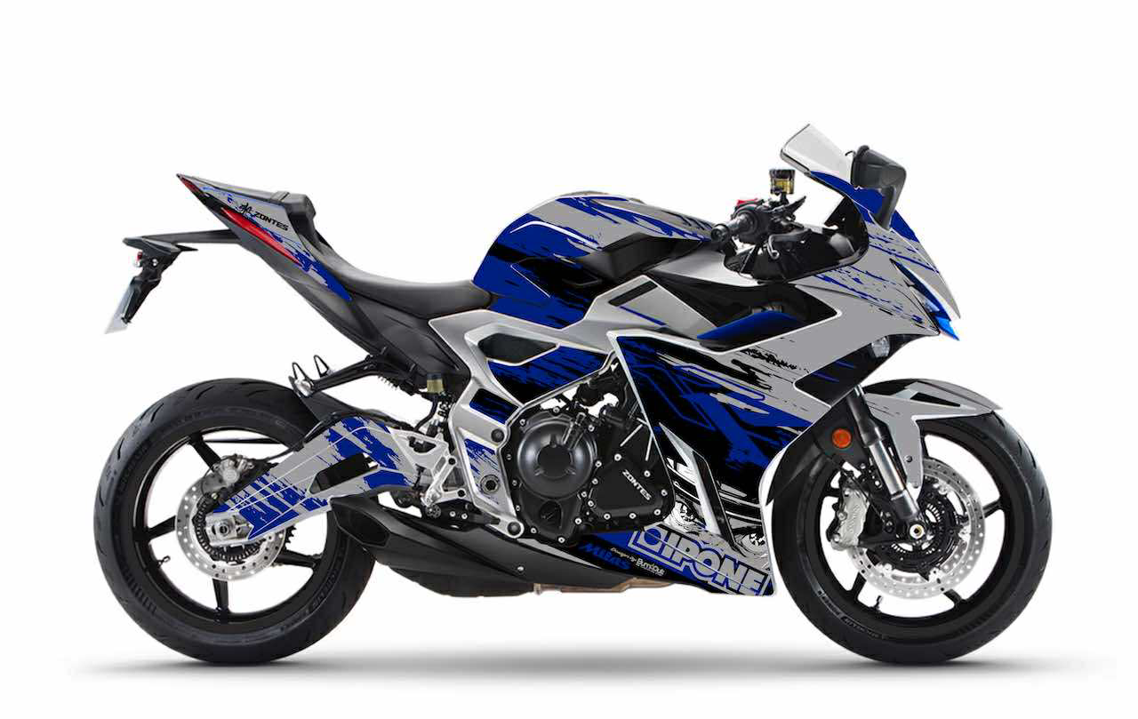 zontes 7033 RR IPONE XARMOR Bleu Gris Blanc  stickers kit déco burnoutdesign.com