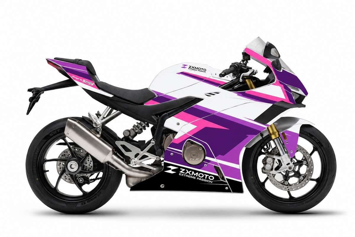 Kit déco ZXMOTO 500RR 2025 — WHITE - RACING PULSE PURPLE 