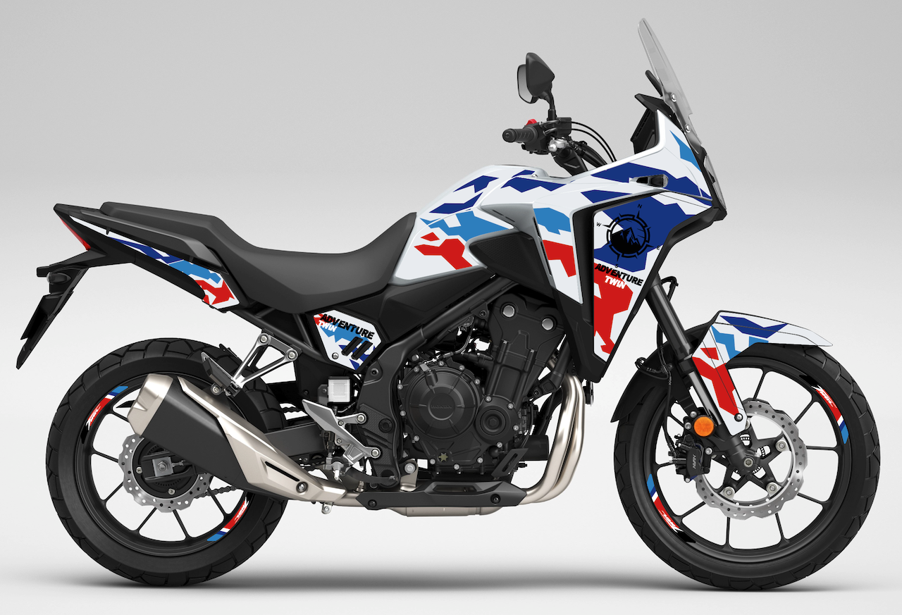 honda NX500 Blanche adventure bleu rouge twin kit déco stickers burnoutdesign.com