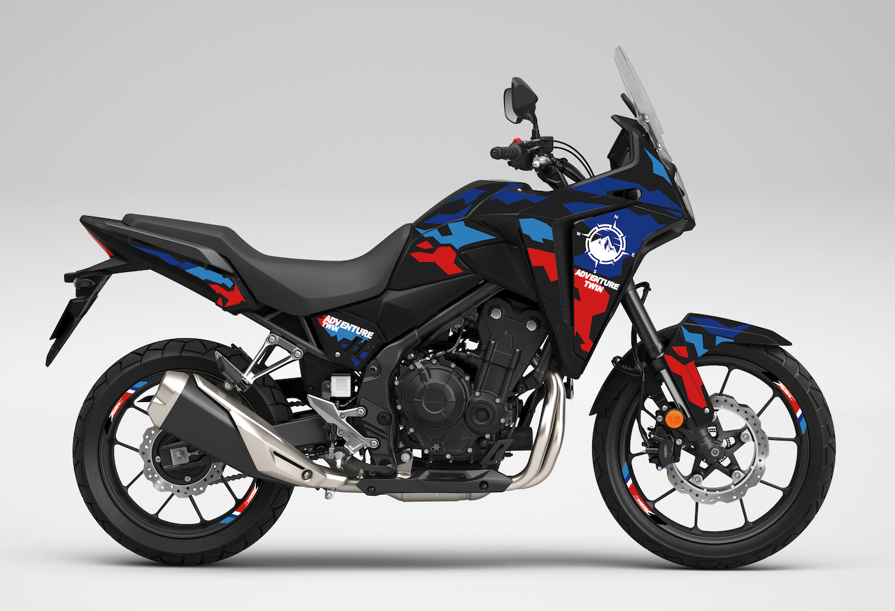 honda nx500 noir noire adventure kit déco stickers bleu rouge burn-out-design