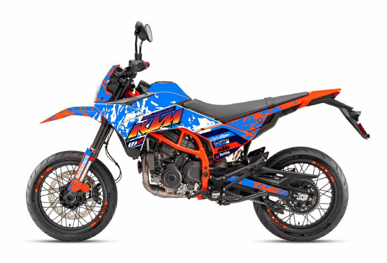 ktm enduro 125 390 stickers kit déco burnoutdesign.com orange bleu 2025 Vintage