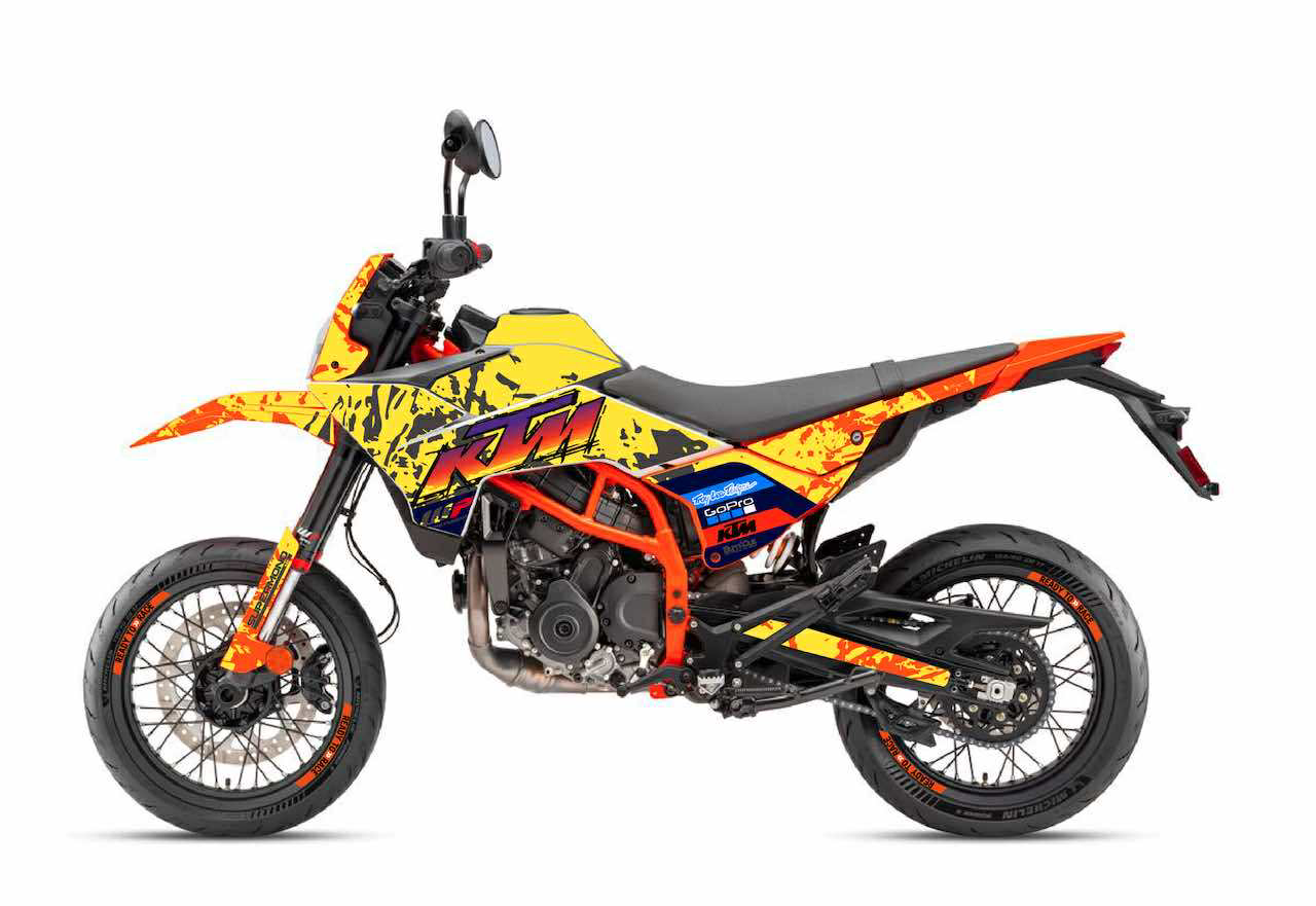 ktm enduro 125 390 stickers kit déco burnoutdesign.com orange jaune vintage