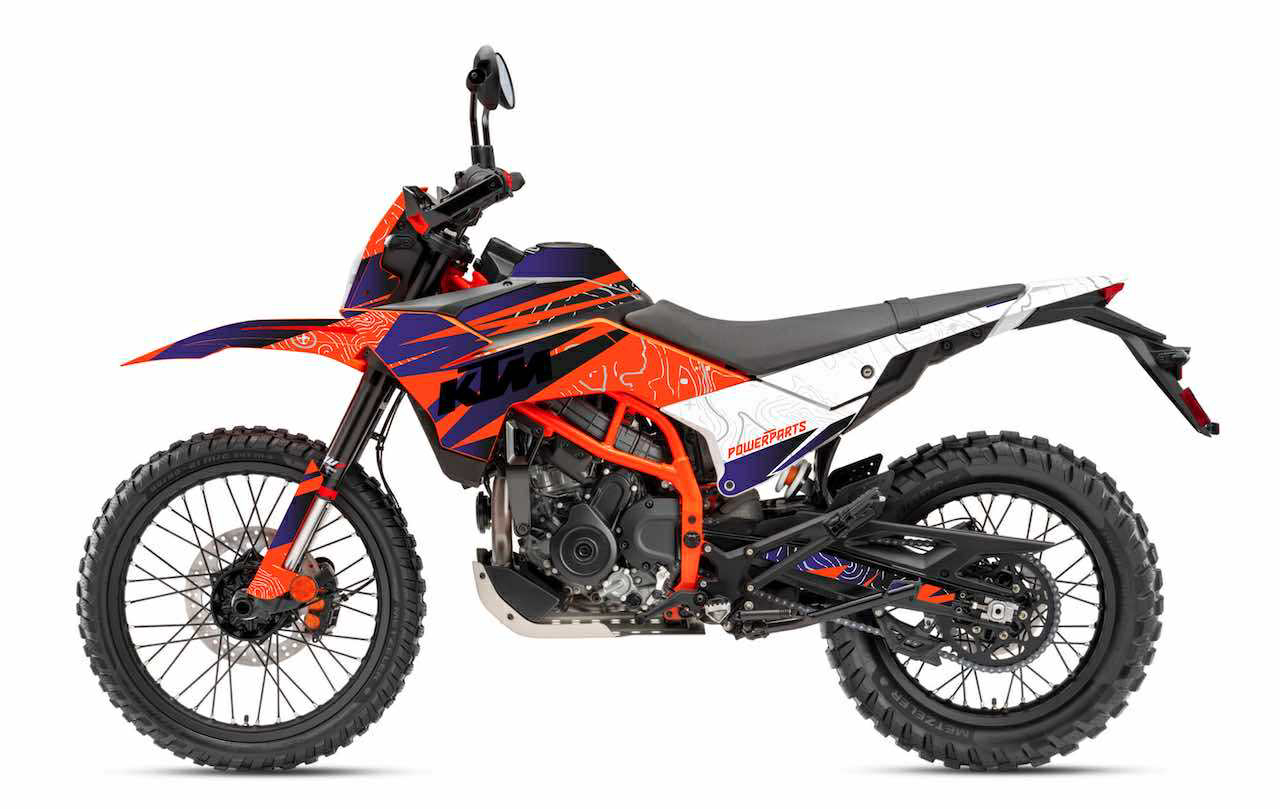 ktm enduro 125 390 stickers kit déco burnoutdesign.com orange violet topo blanc