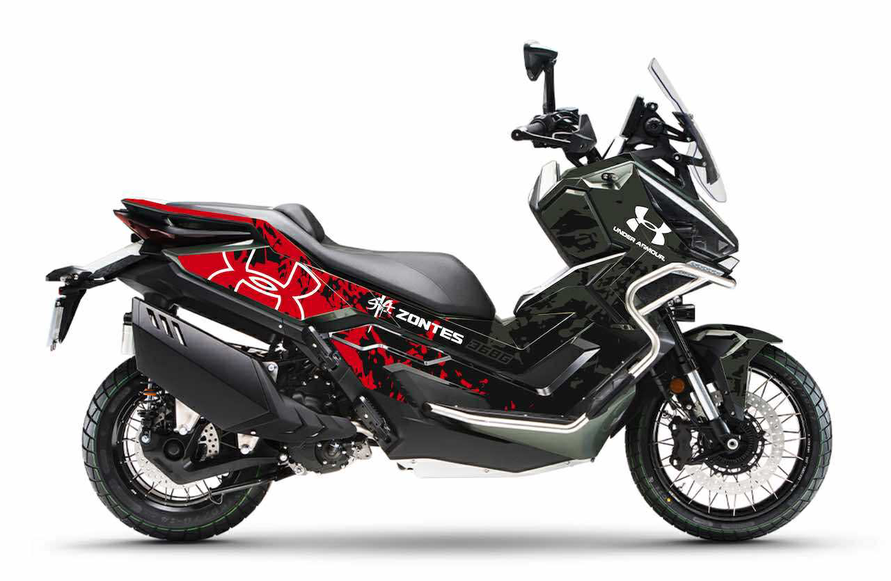 scooter zontes 368 552 G Stickers kit déco under armour rouge burnoutdesign.com