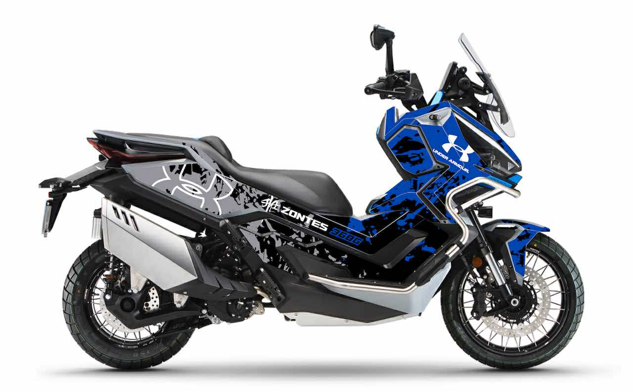 scooter zontes 368G 368 G kit déco under armour bleu burnoutdesign.com
