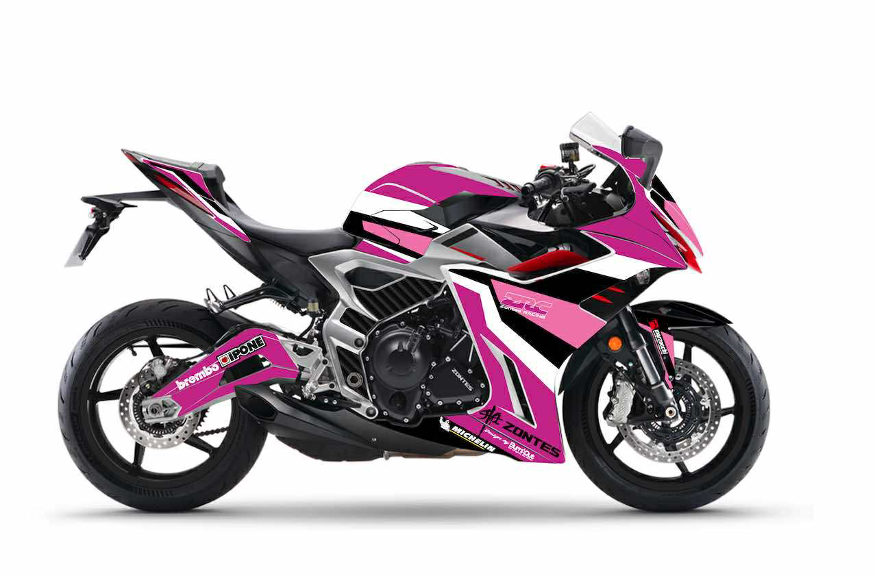 zontes 703RR rose stickers kit déco WSB burn out design