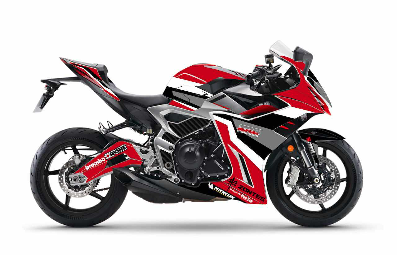 zontes 703RR sportive 703 WSBK rouge kit déco stickers burn out design