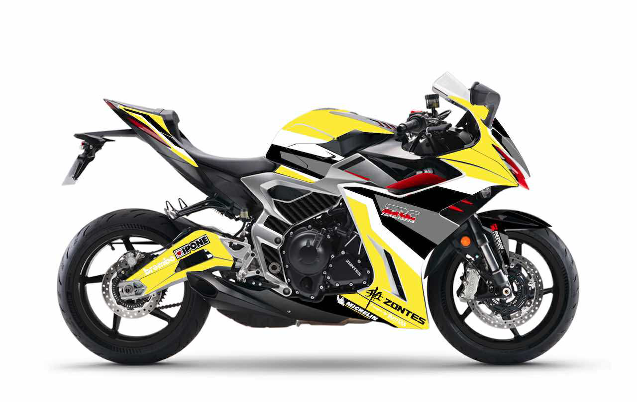 zontes 703RR sportive jaune stickers kit déco wsb burn out design