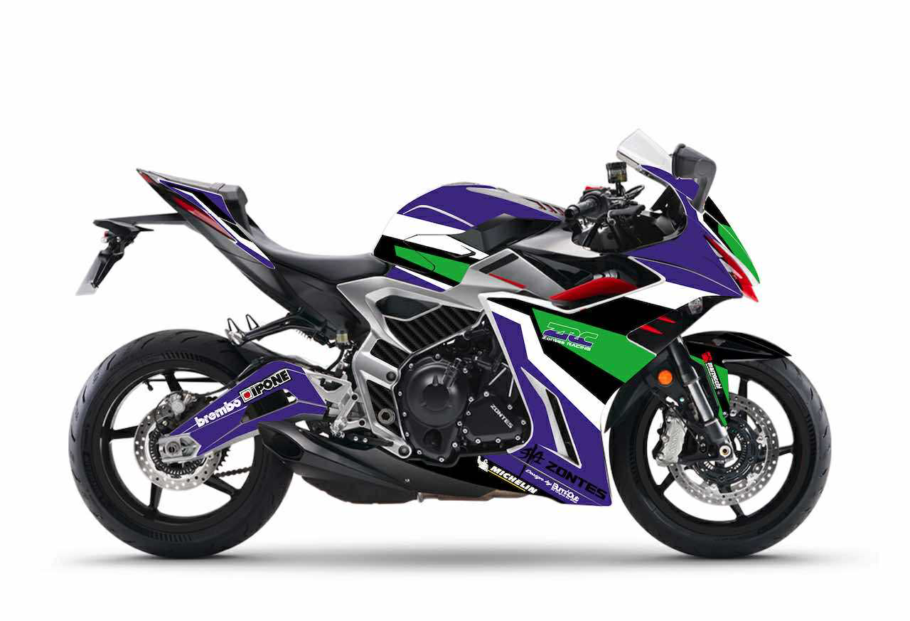 zontes 703RR Violet stickers kit déco burn out design