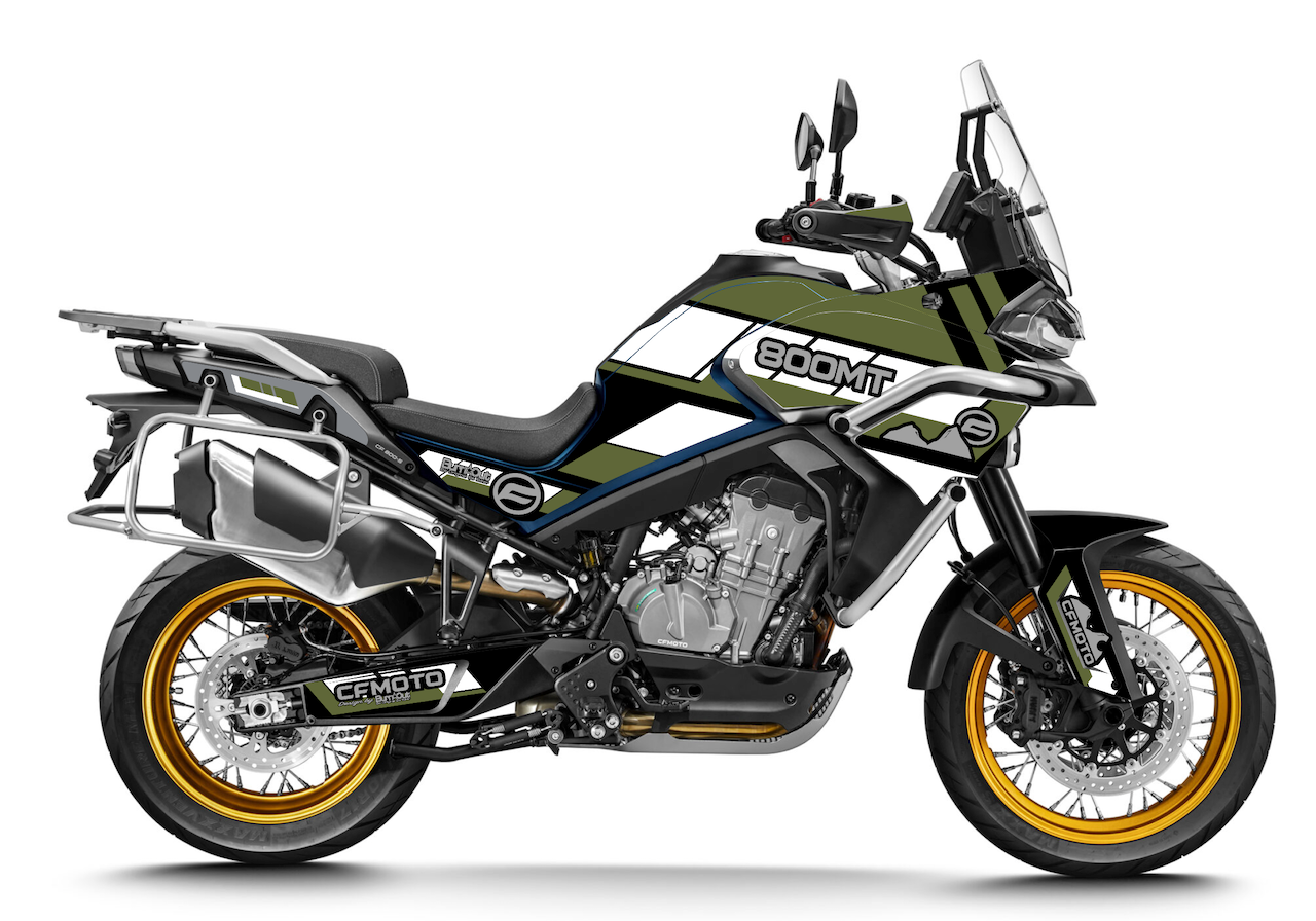  CF Moto 800 MT IBEX kit déco stickers Mountain Kaki et Blanc — Burn-Out-Design 