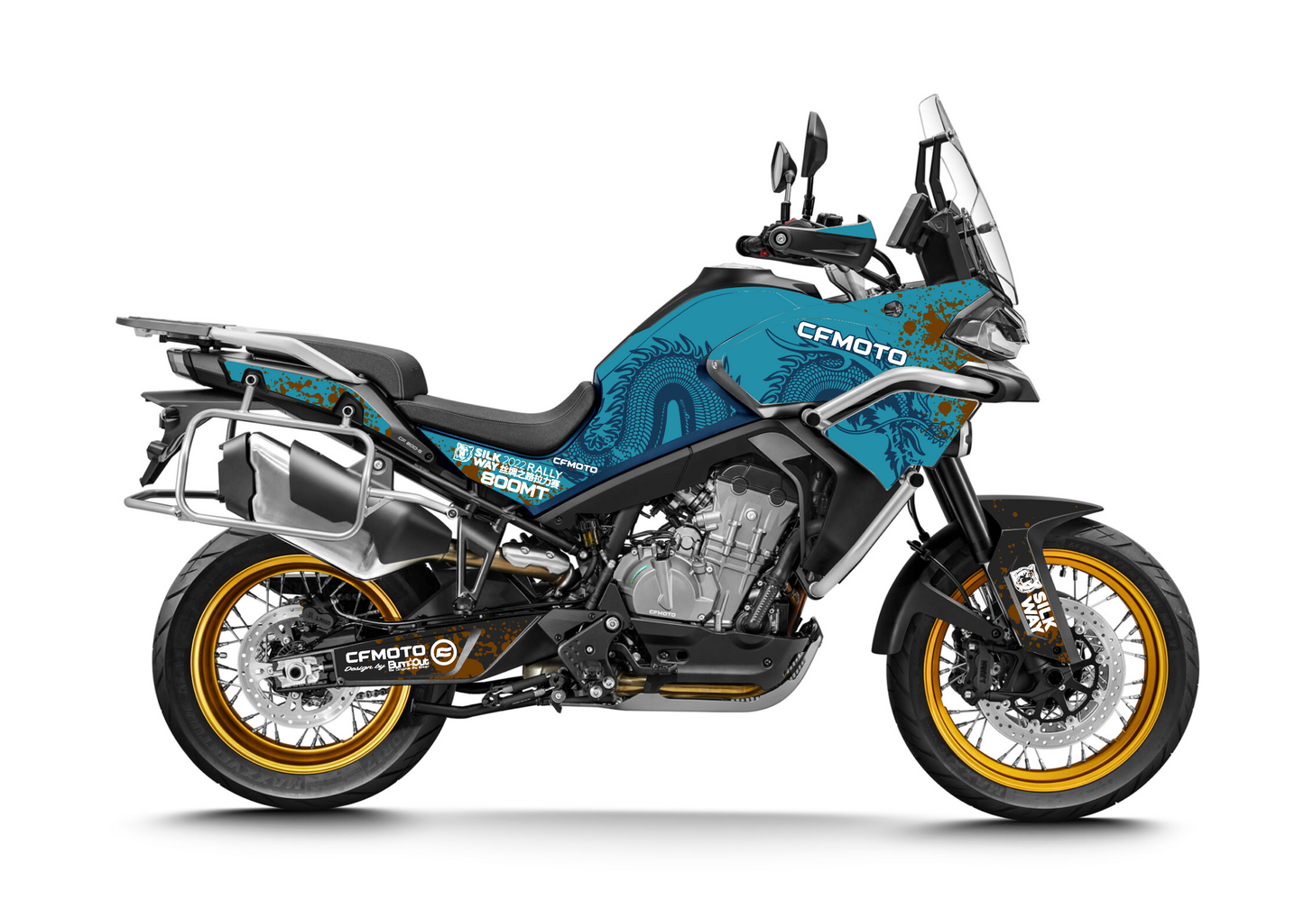  CF Moto 800 MT IBEX kit déco stickers Dragon Bleu Ocean — Burn-Out-Design 