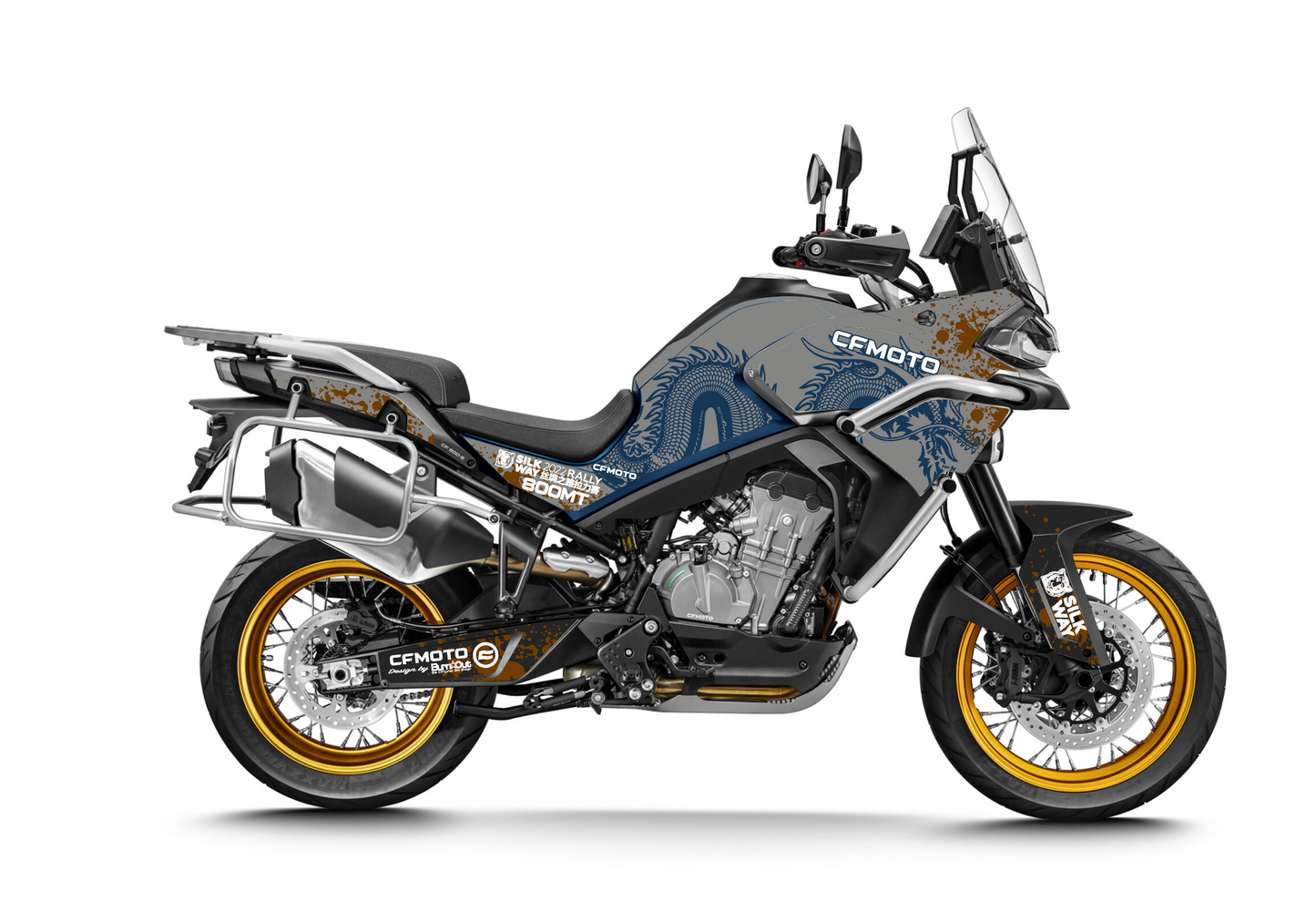  CF Moto 800 MT IBEX kit déco stickers Dragon Gris et Bleu — Burn-Out-Design 