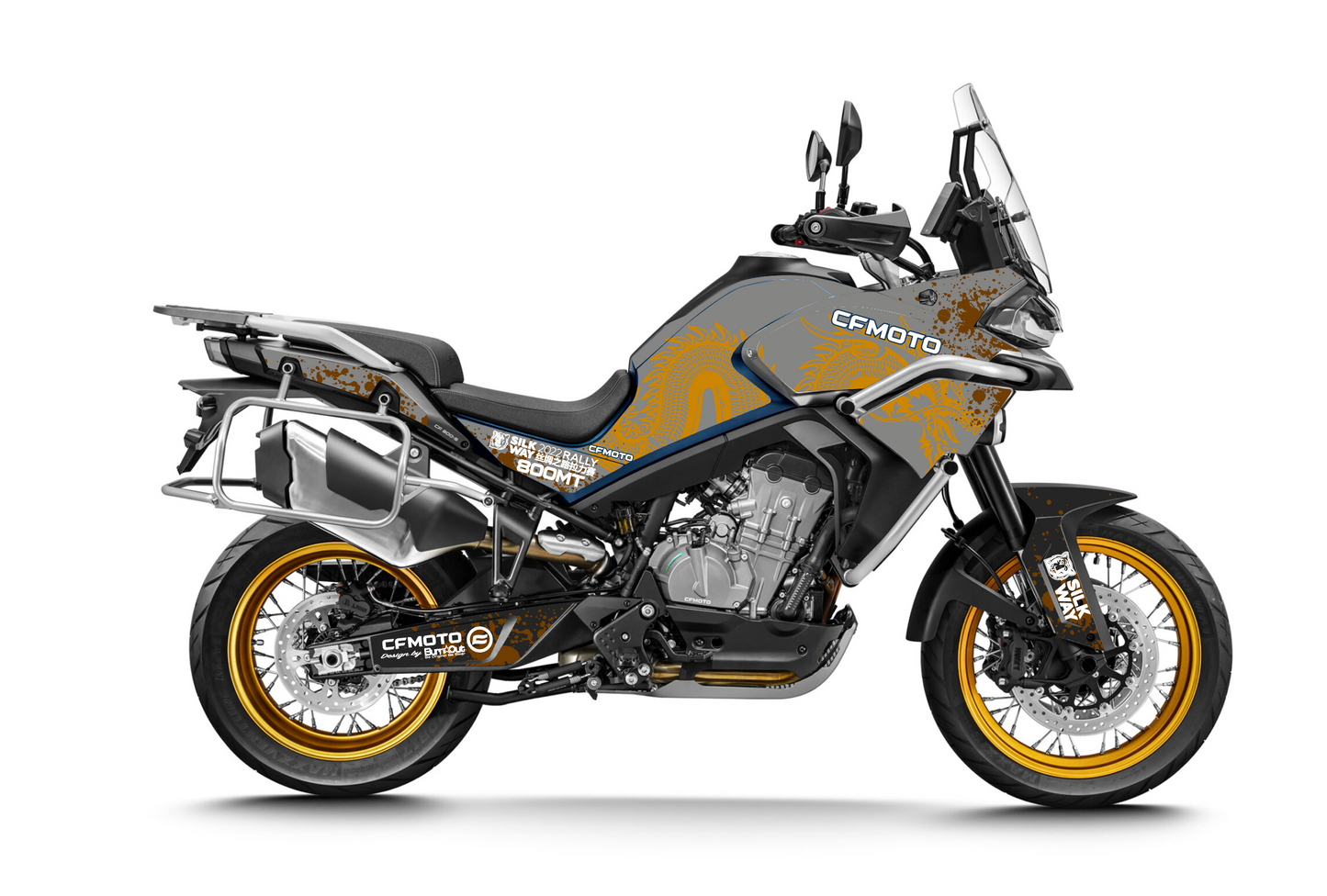  CF Moto 800 MT IBEX kit déco stickers Dragon Gris et Ocre — Burn-Out-Design 