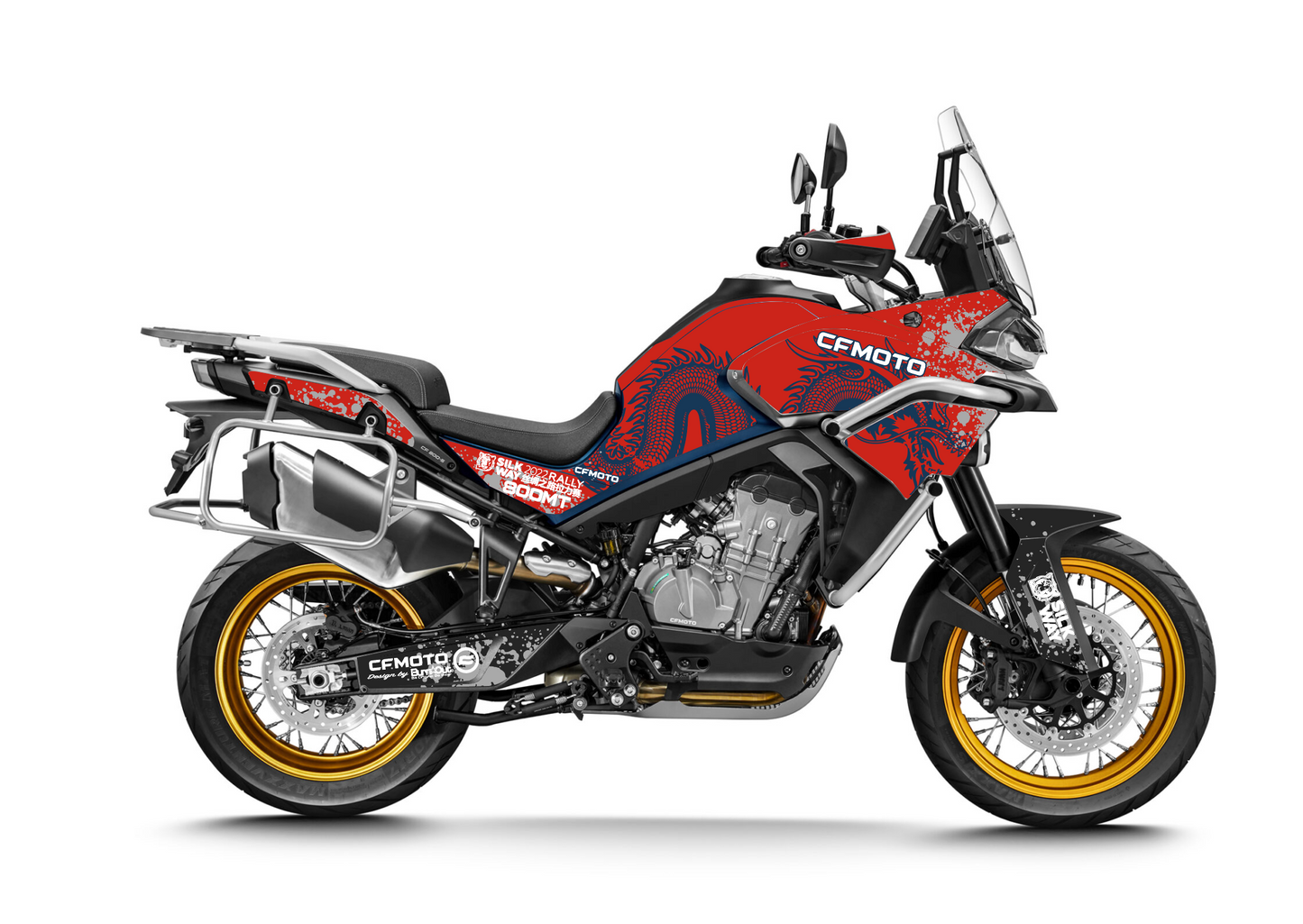  CF Moto 800 MT IBEX kit déco stickers Dragon Rouge et Bleu — Burn-Out-Design 