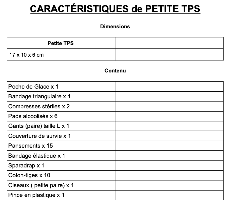 TROUSSES PREMIERS SECOURS (PLEINES )